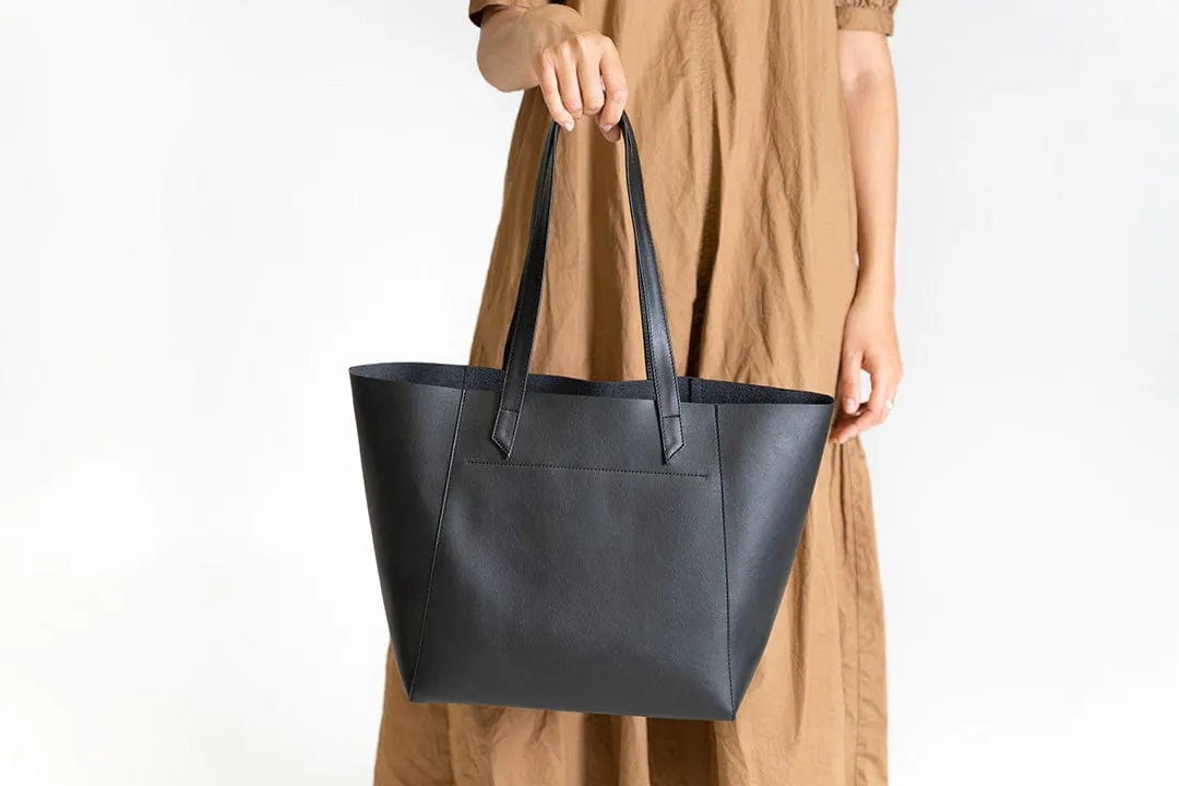 Totissimo Foldable Vegan Leather Tote Bag | Black