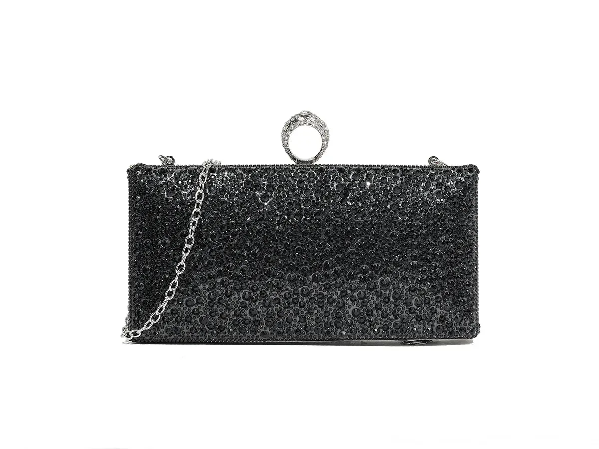 TOVA SMALL CLUTCH DIAMANTE BAG IN BLACK