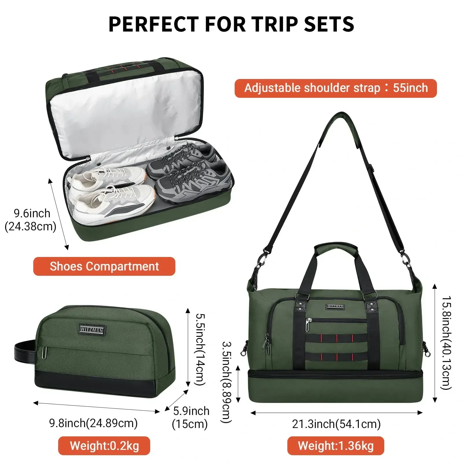 Travel Duffle Bags for Men Weekender Bags With Toiletry Bag Sets