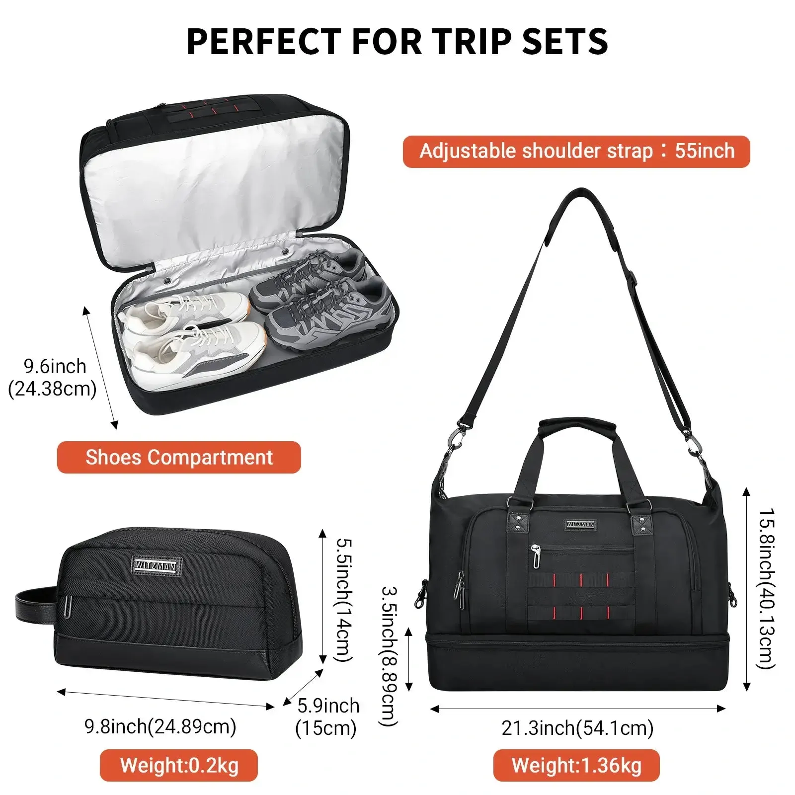 Travel Duffle Bags for Men Weekender Bags With Toiletry Bag Sets