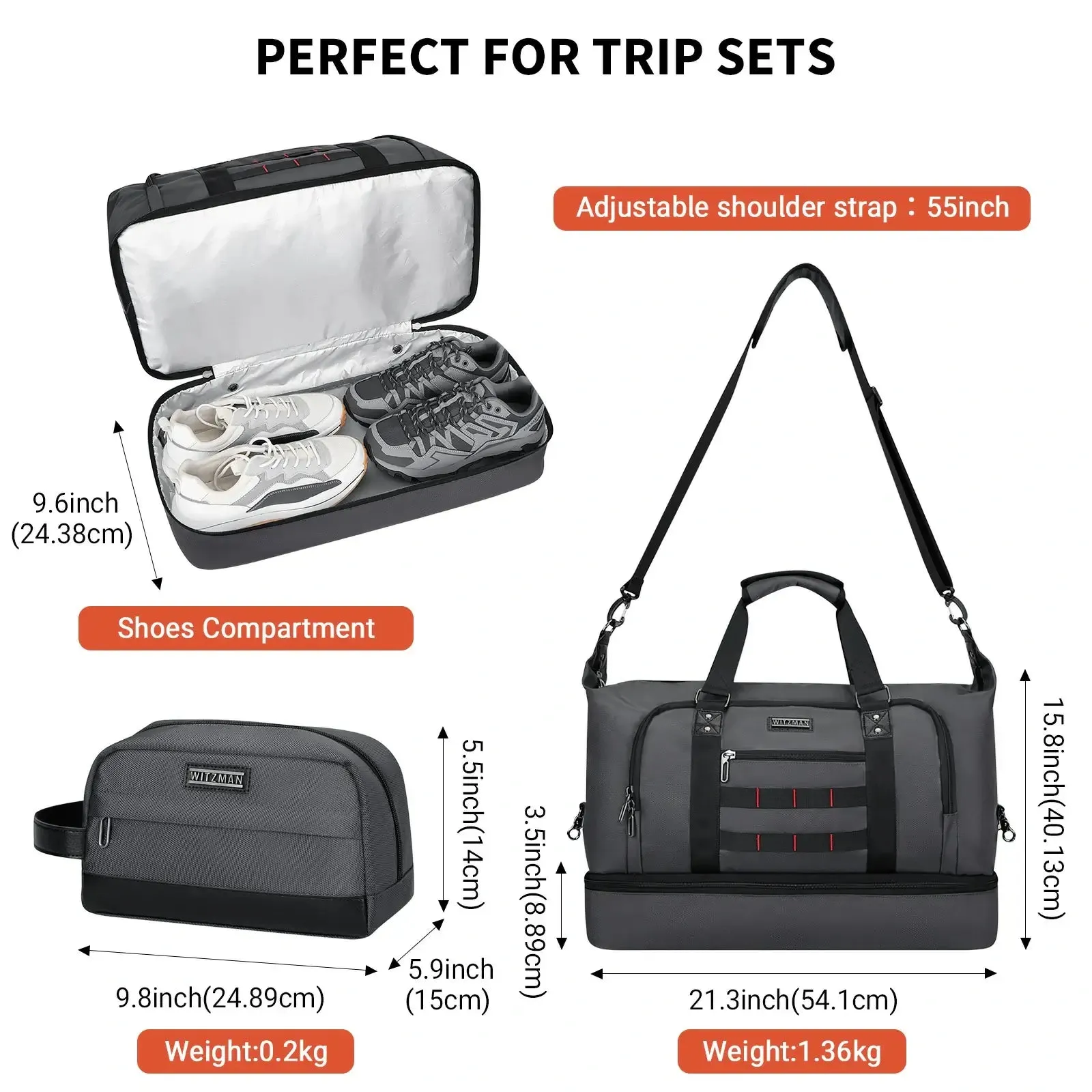 Travel Duffle Bags for Men Weekender Bags With Toiletry Bag Sets