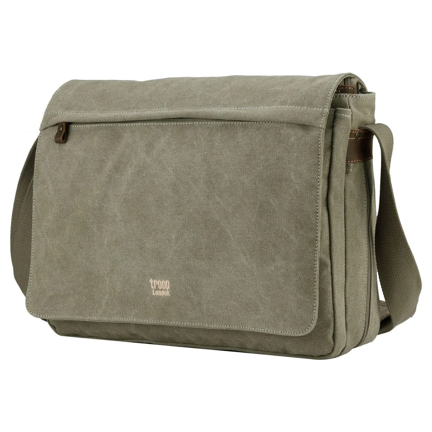 TRP0371 Troop London Classic Canvas Laptop Large Messenger Bag - 18 Diagonally