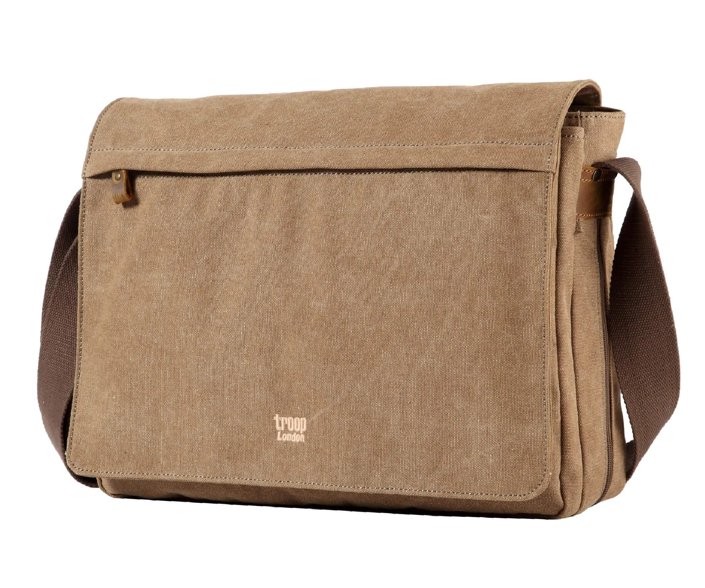 TRP0371 Troop London Classic Canvas Laptop Large Messenger Bag - 18 Diagonally