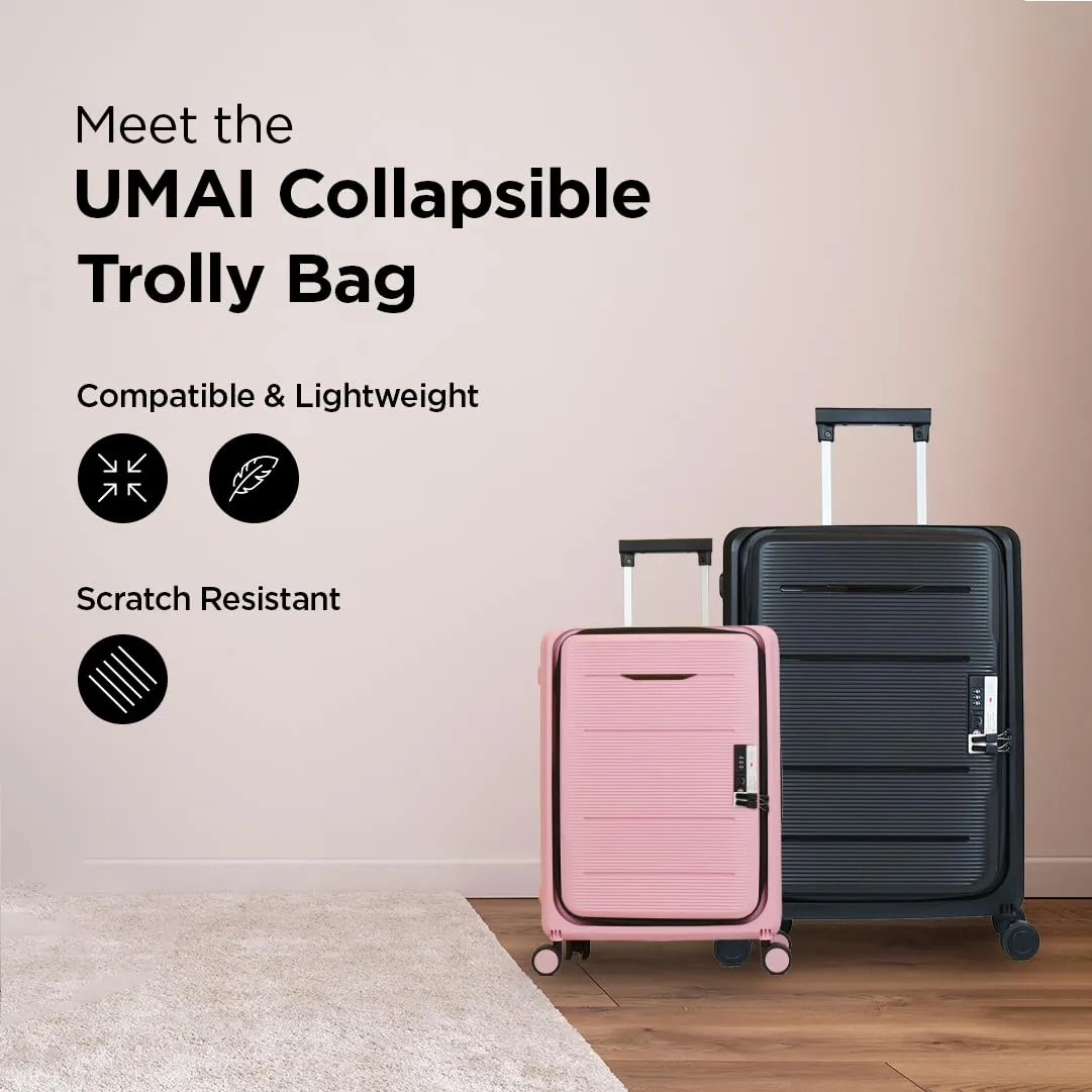 UMAI Collapsible & Foldable Hardcase Cabin Luggage | Suitcase for Travel | Travel Bag for Men & Women | Trolley Bag | TSA Lock | Easy-to-Store - Combo Pack of 20 inch (55 cm) & 24 inch (65 cm)