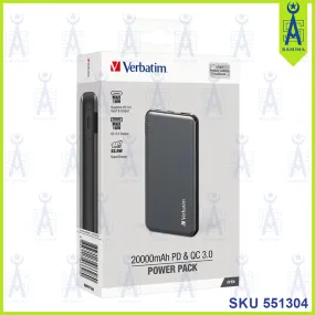 VERBATIM POWER PACK SUPERCHARG 20000mAh PD & QC3.0