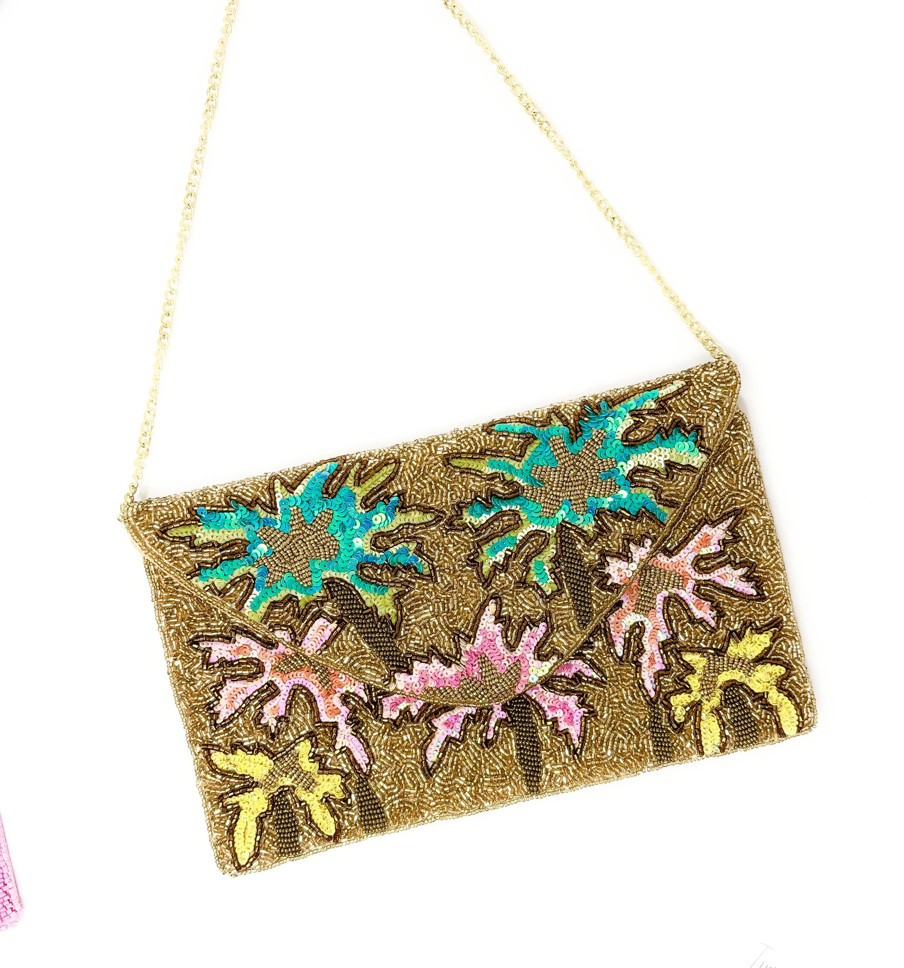 Vibrant Splash Beaded Clutch Purse