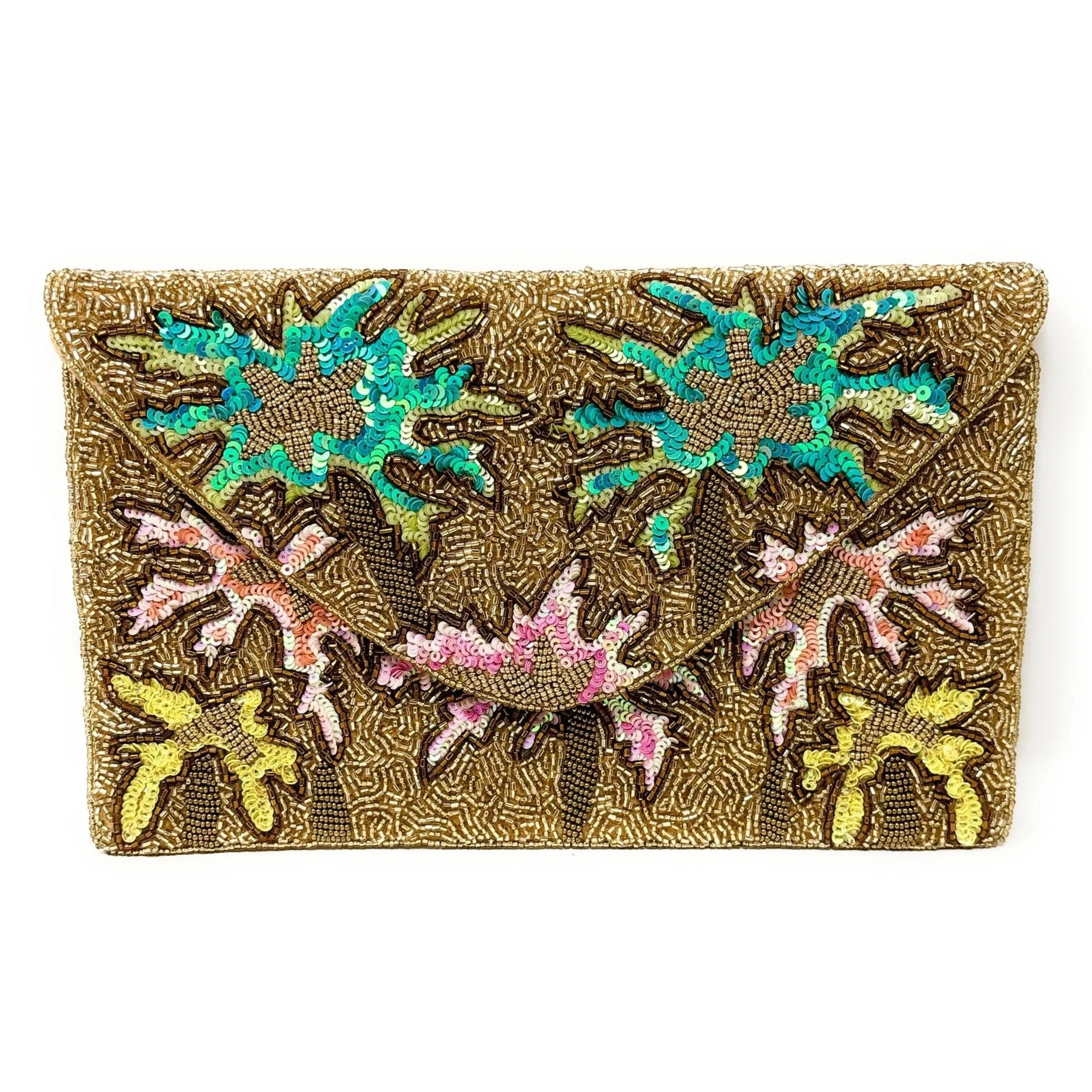 Vibrant Splash Beaded Clutch Purse