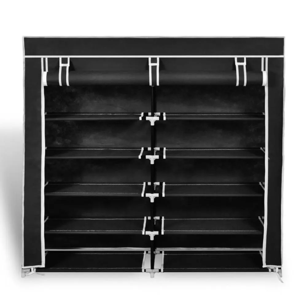 vidaXL Fabric Shoe Cabinet with Cover 45" x 11" x 43" Black - Organize Your Shoe Collection