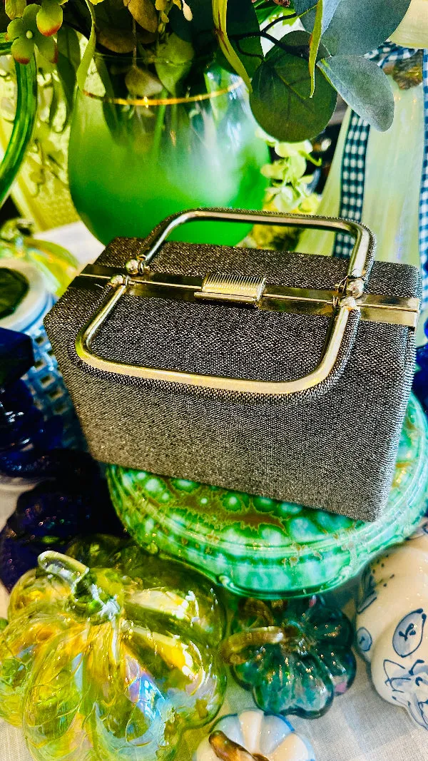 Vintage Box Purse - Gray Sparkle