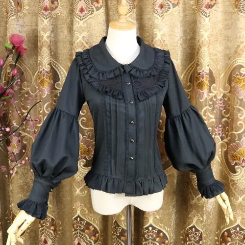 Vintage Long Bishop Sleeve Shirt Peter Pan Collar Lolita Blouse