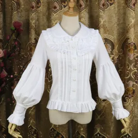 Vintage Long Bishop Sleeve Shirt Peter Pan Collar Lolita Blouse