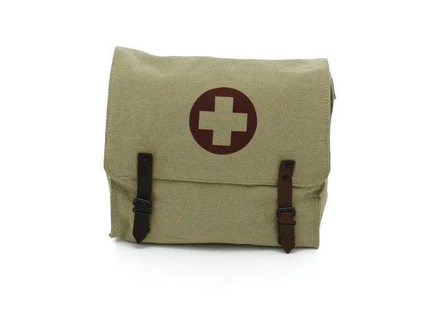 Vintage Medic Canvas Bag With Cross