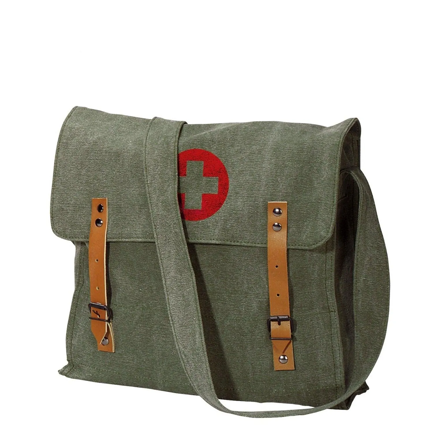 Vintage Medic Canvas Bag With Cross