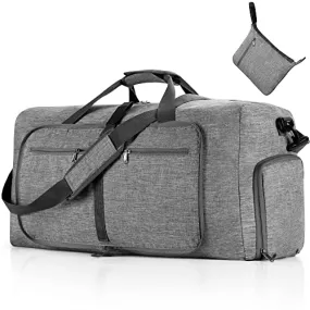 VMFashion™ Foldable 65L Travel Duffle Bag w/ Shoe Compartment - Men's Portable Weekender