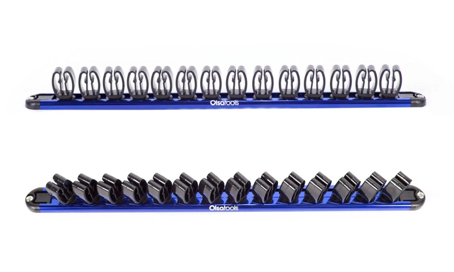 Wall Mount Wrench Organizer With Rotating Clips