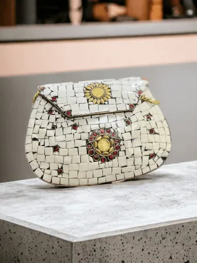 White Mossaic Afghani Bag