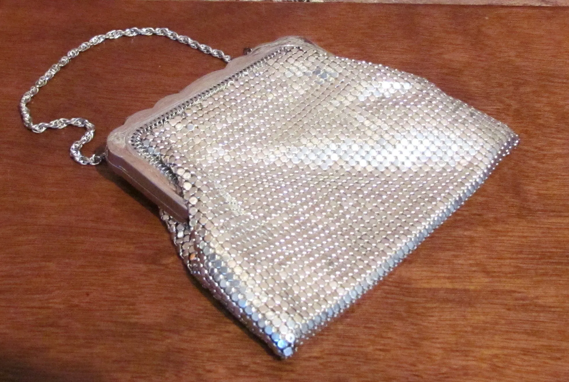 Whiting Davis Rhinestone Silver Mesh Purse Art Deco Handbag Wedding Bridal Bag