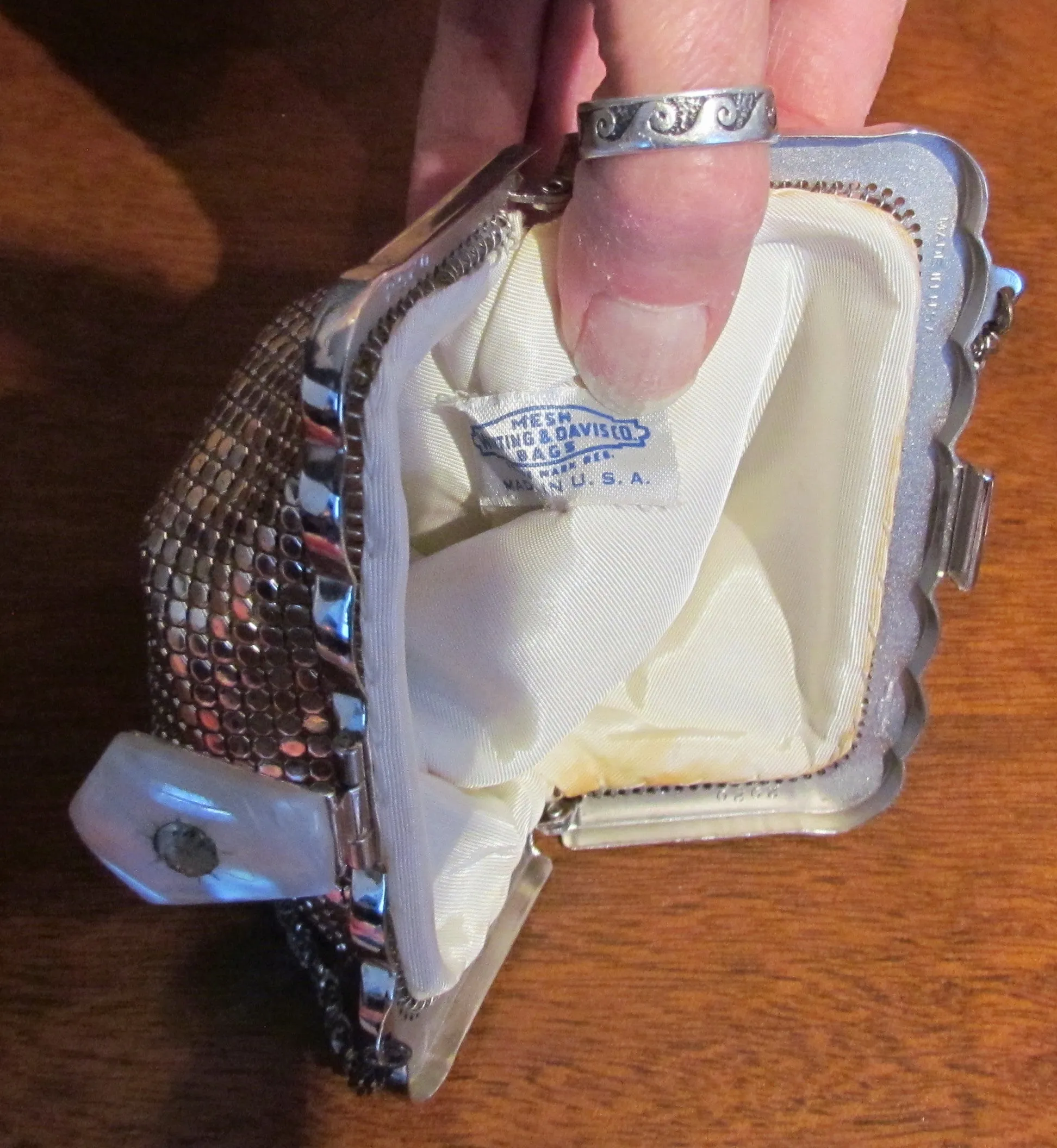 Whiting Davis Rhinestone Silver Mesh Purse Art Deco Handbag Wedding Bridal Bag