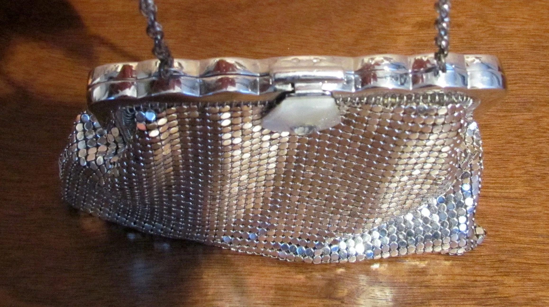 Whiting Davis Rhinestone Silver Mesh Purse Art Deco Handbag Wedding Bridal Bag