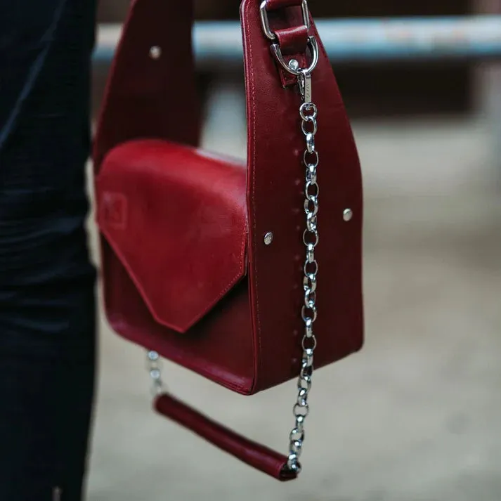 Womens Burgundy Leather Crossbody Bag