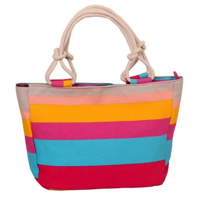 Women's Canvas Multi Color Tote Hand Bag