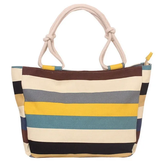 Women's Canvas Multi Color Tote Hand Bag