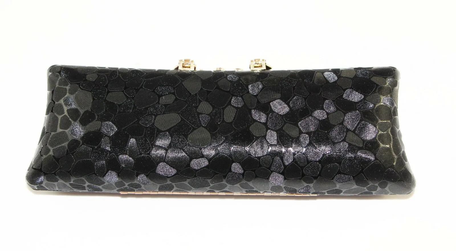 Womens Hard Case Clutch Bag Wedding Party Work Peacock Black