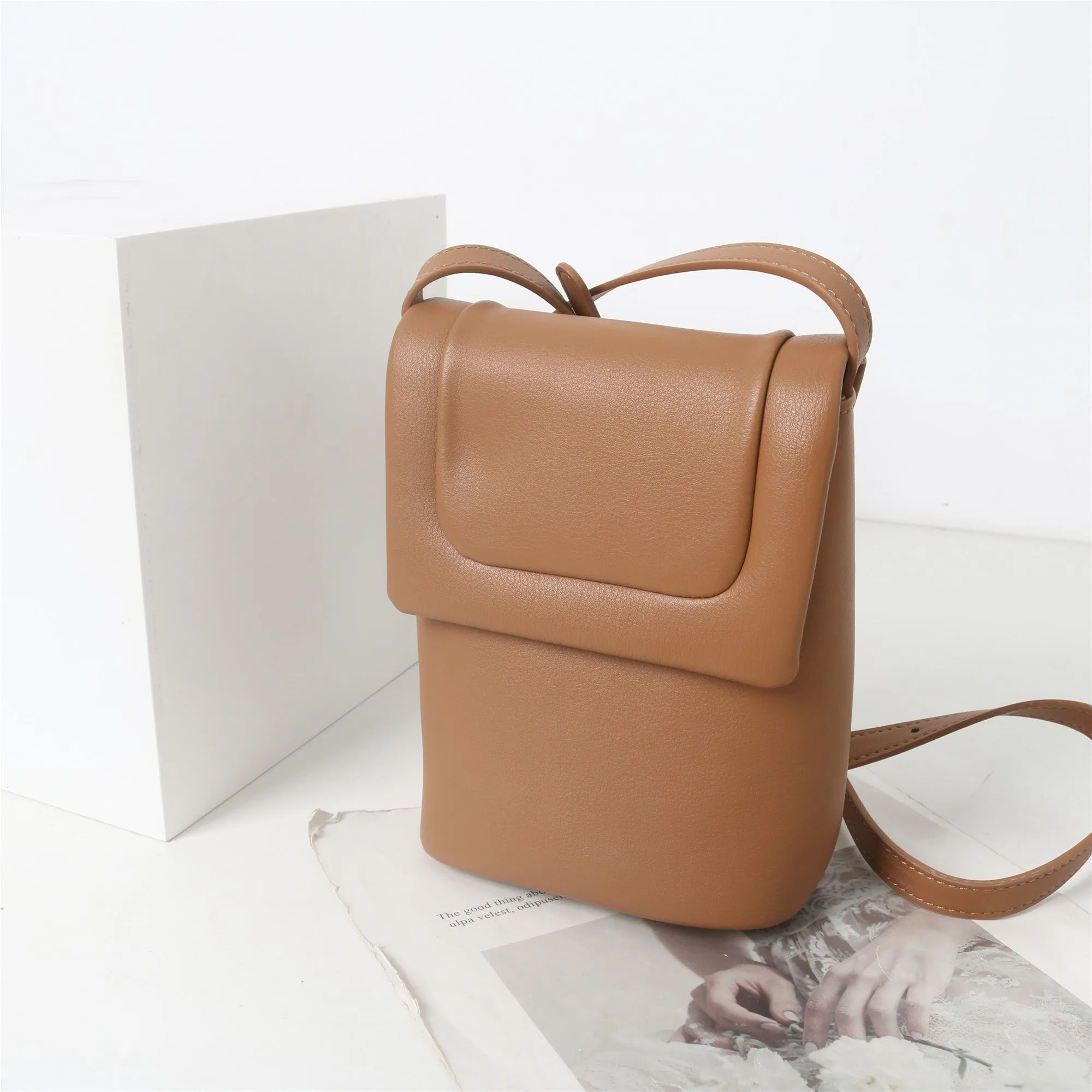 Womens Leather Phone Handle Bag