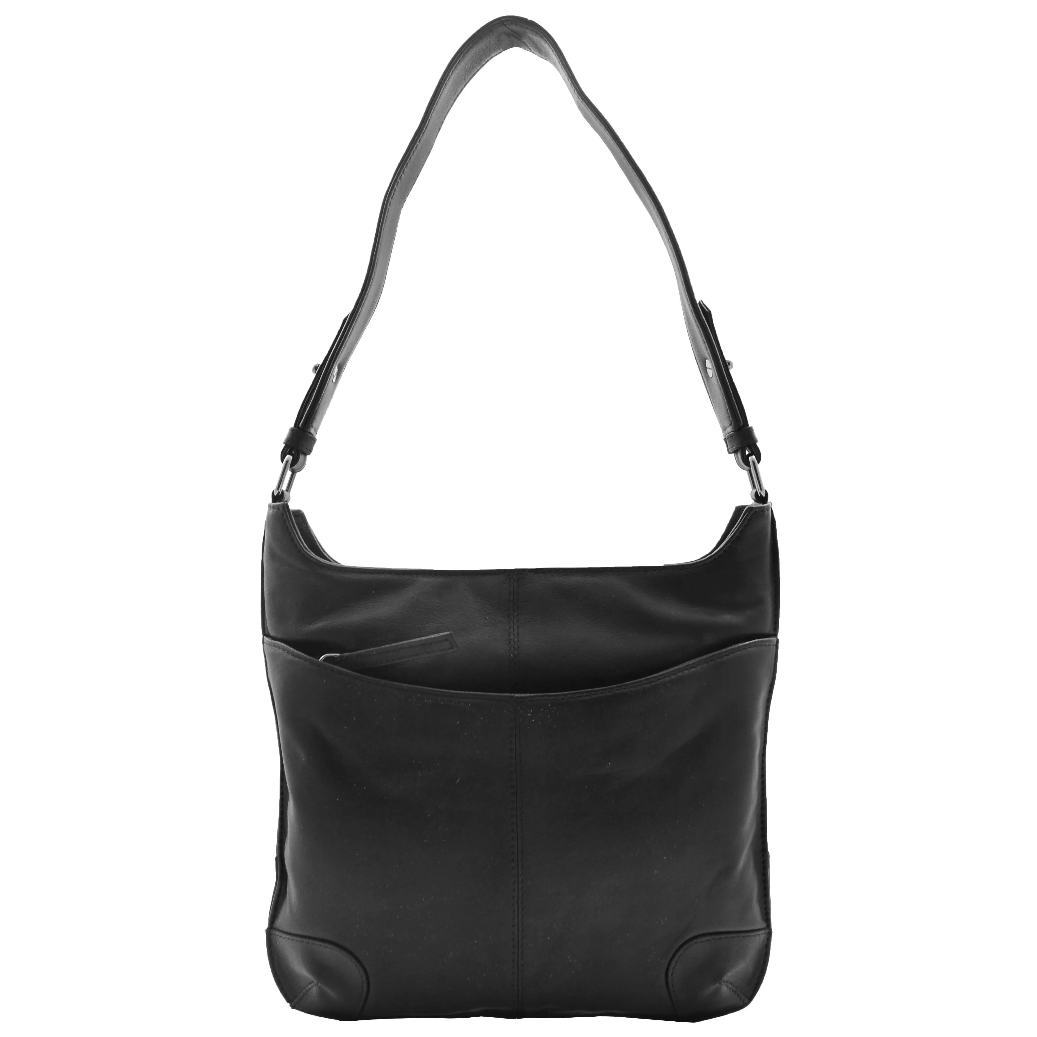 Womens Real Leather Hobo Shoulder Handbag HOL842 Black