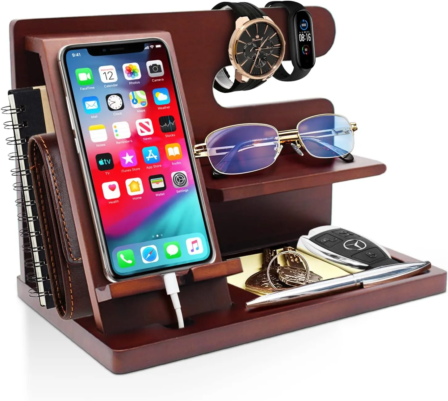 Wooden Phone And Daily Accessory Station