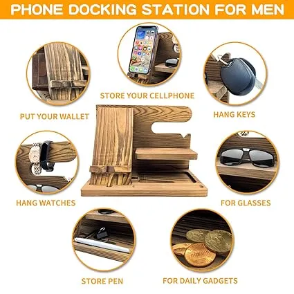 Wooden Phone And Daily Accessory Station