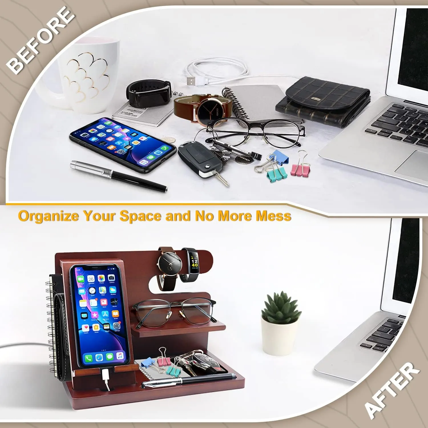 Wooden Phone And Daily Accessory Station