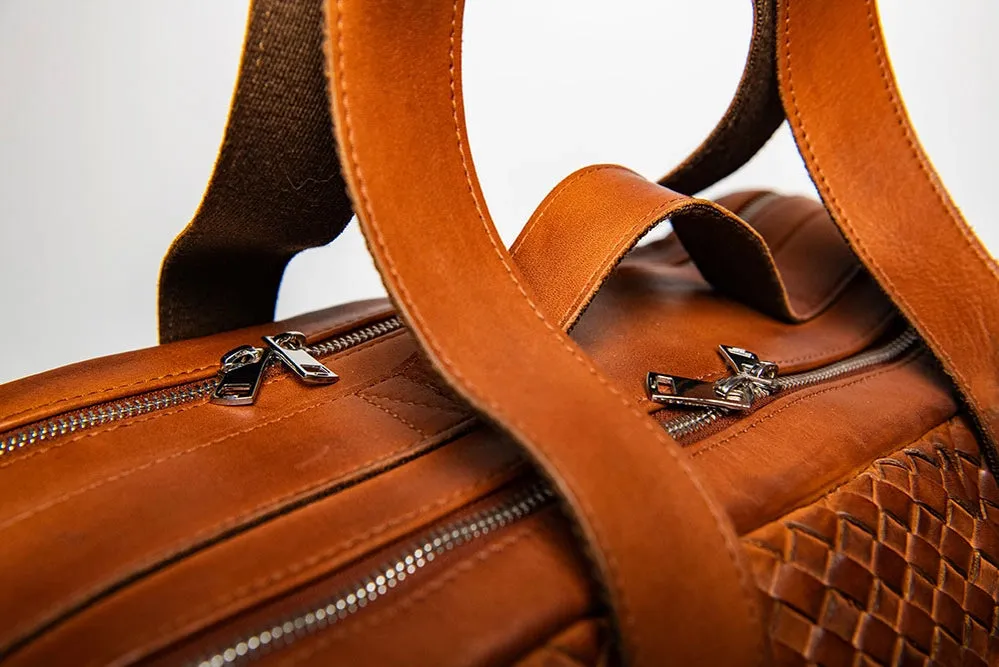 Woven Leather Duffle Serena Brown