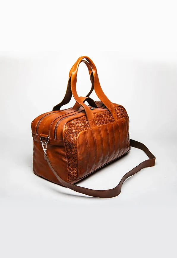 Woven Leather Duffle Serena Brown