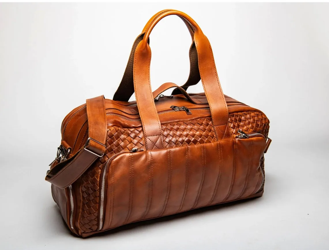 Woven Leather Duffle Serena Brown