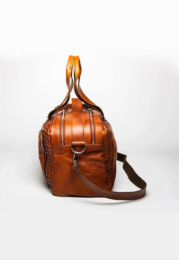 Woven Leather Duffle Serena Brown