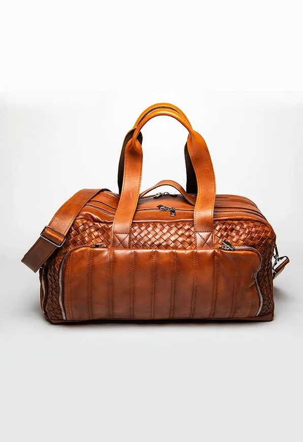 Woven Leather Duffle Serena Brown