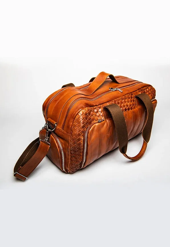 Woven Leather Duffle Serena Brown