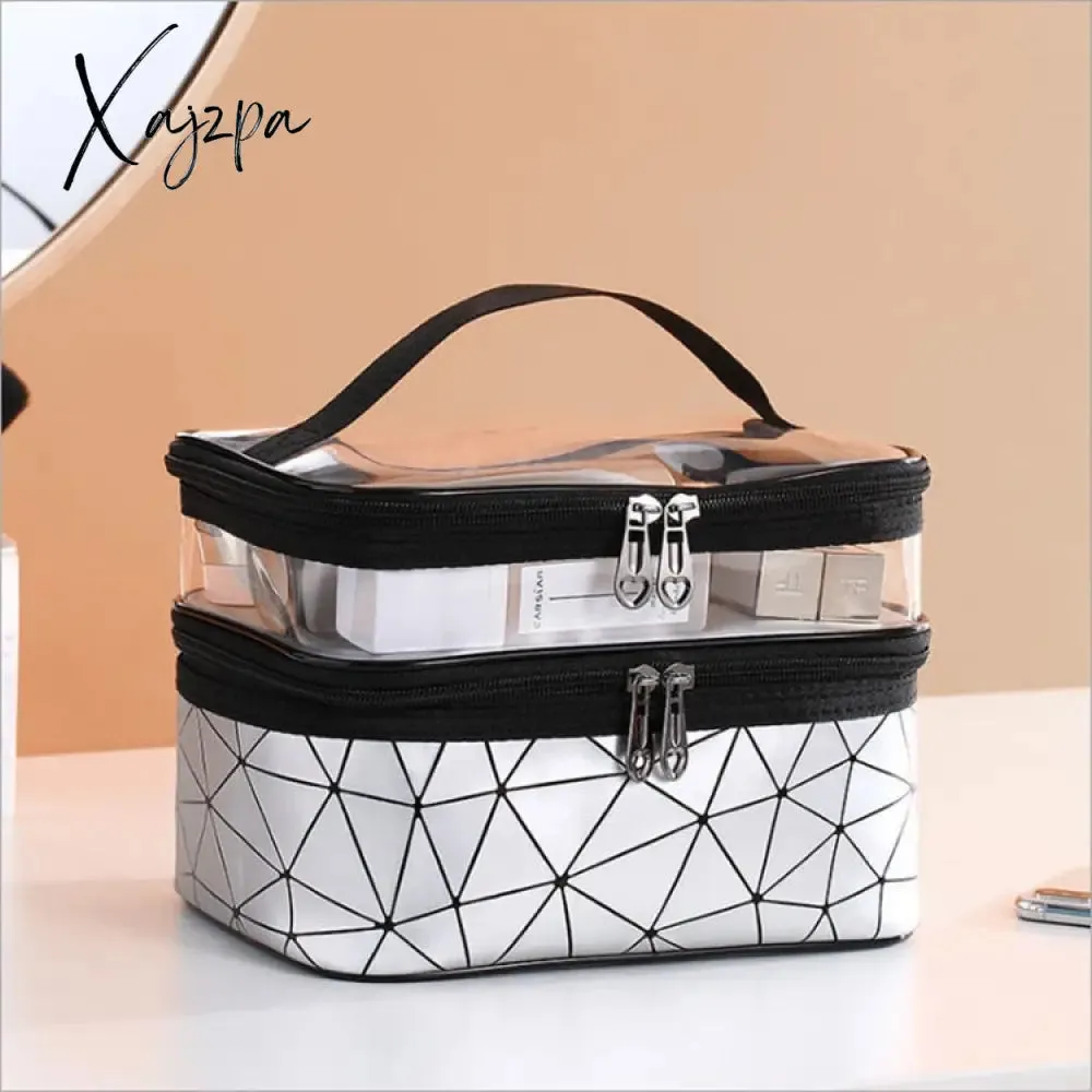 Xajzpa - Multifunction Double Transparent Cosmetic Bag Women Make Up Case Big Capacity Travel Makeup Organizer Toiletry Beauty Storage