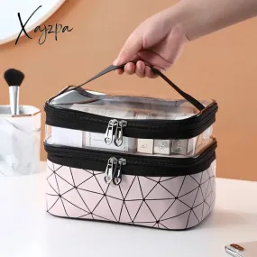 Xajzpa - Multifunction Double Transparent Cosmetic Bag Women Make Up Case Big Capacity Travel Makeup Organizer Toiletry Beauty Storage