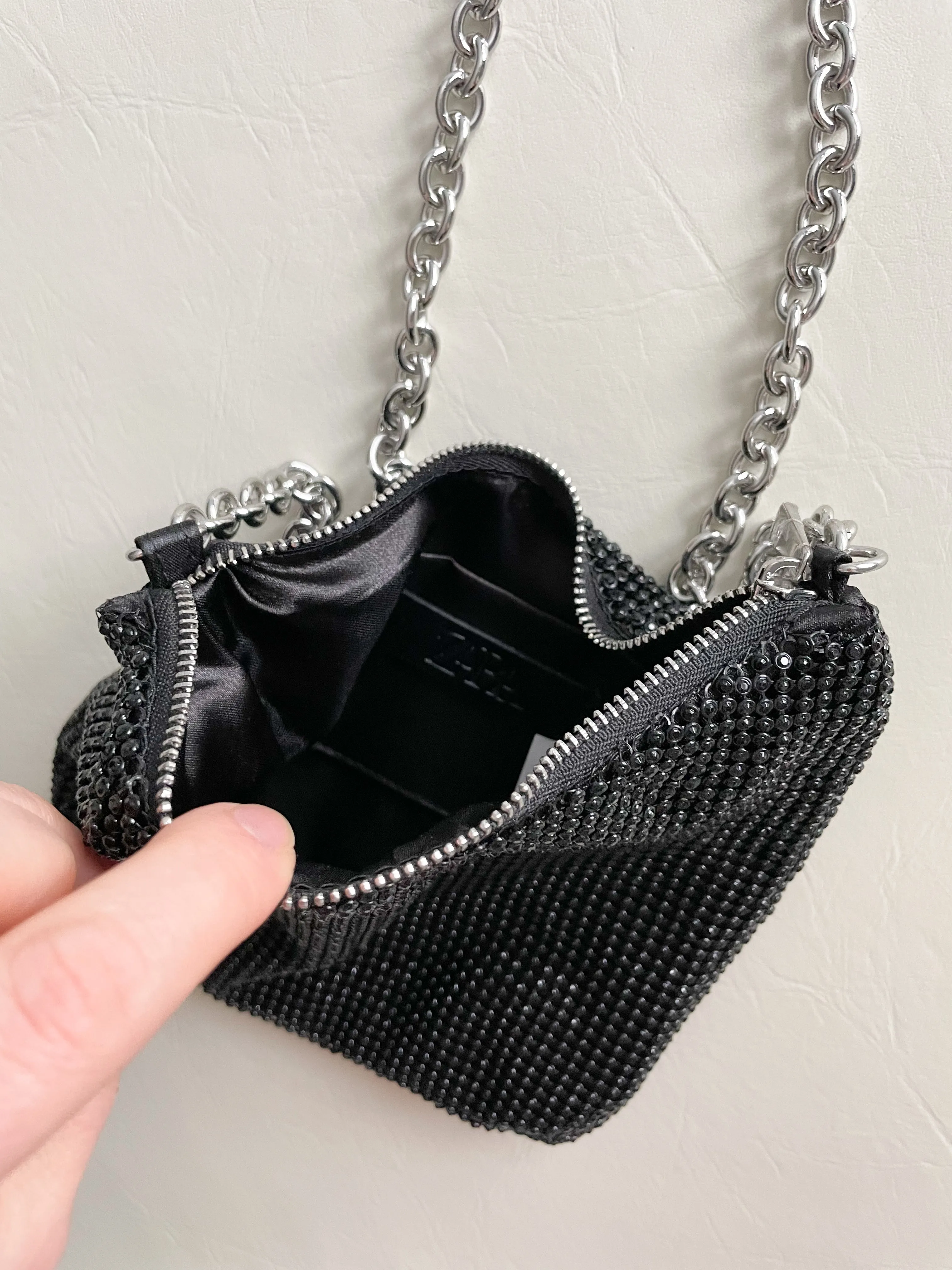 Zara Black Chainmail Chain Strap Purse